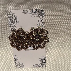 Alex & Ani Vintage Sixty Six Floral Filigree Drop Earring Russian Gold V18E12RG